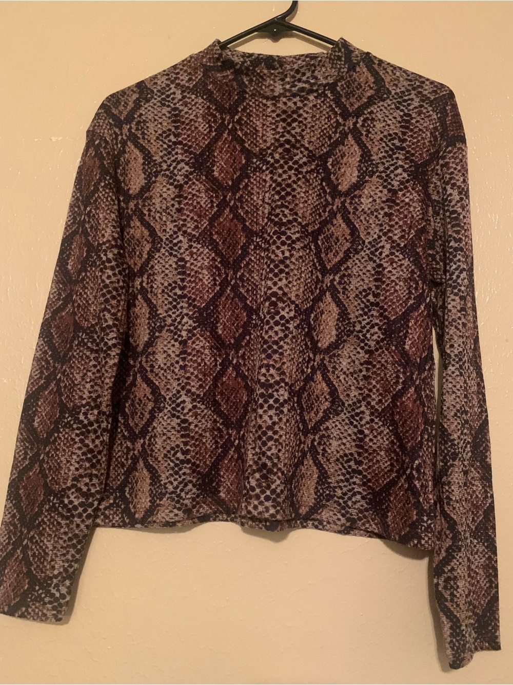 NWOT Zara Snake Print Long Sleeve Top - Brown/Tan